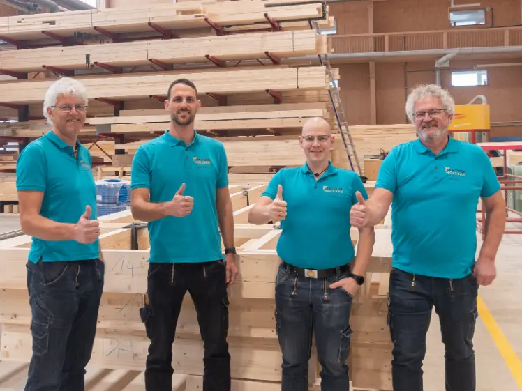 Neue Geschäftsleitung der Krattiger Holzbau AG Amriswil mit Thomas Krattiger, Pascal Krattiger, Ralf Helg und Urs Krattiger