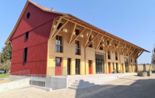 Lindenhof Oberaach MFH Holzelementbau Aussenansicht von Krattiger Holzbau AG Amriswil