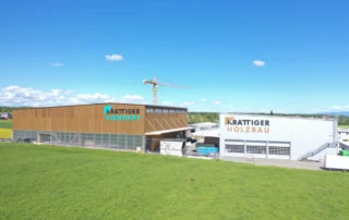 Modulhalle und Produktionshalle Elementbau Schwarzland der Krattiger Holzbau AG Amriswil